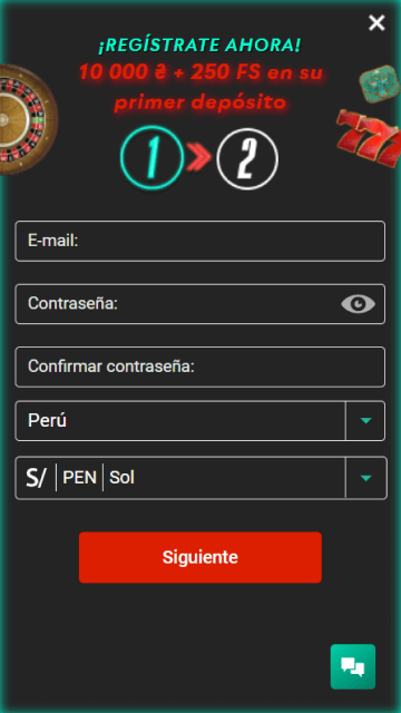 Formulario de registro del casino Pin Up en la versión móvil