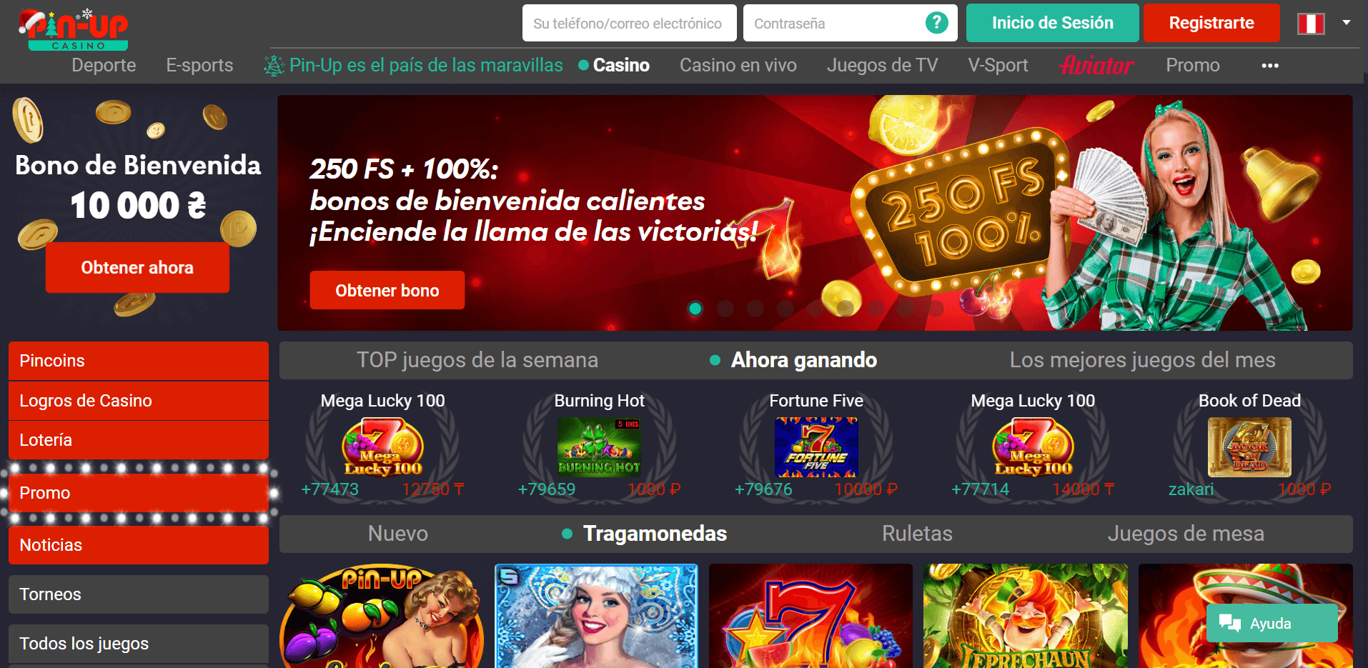 Página web oficial de Pin Up Casino